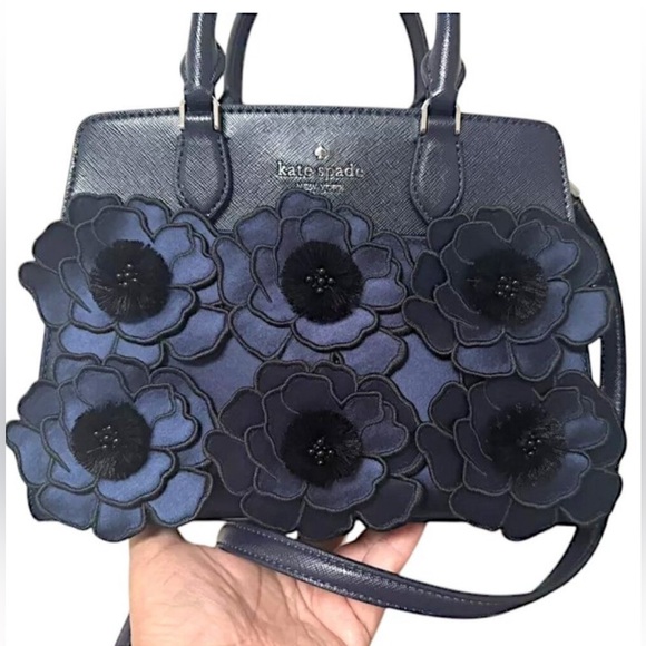 🦋RAFFLE🦋 NWT! Kate Spade NEW Blue Applique Embroidered Madison Satchel - Picture 2 of 8